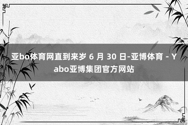 亚bo体育网直到来岁 6 月 30 日-亚博体育 - Yabo亚博集团官方网站